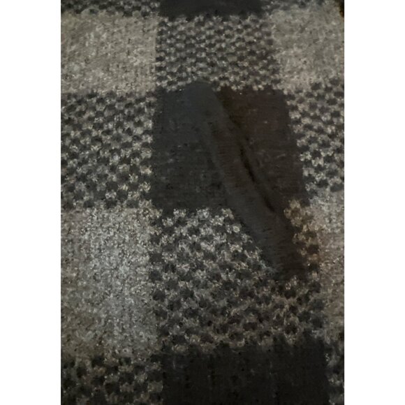 Tahari  Buffalo Plaid 3/4th Sleeve Jacket M Black & Gray wool Blend Sweater - Picture 5 of 7